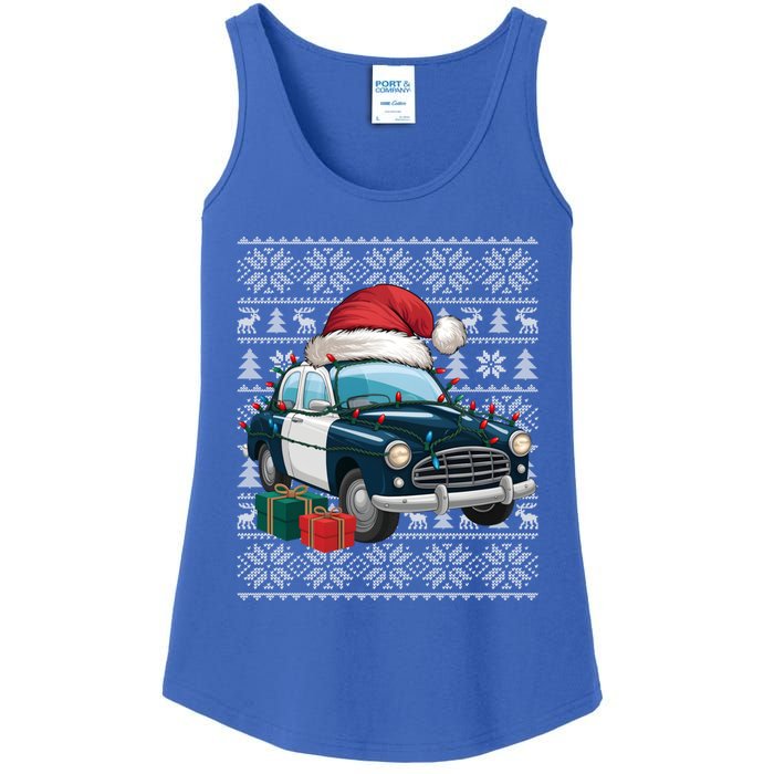 Xmas Style Ugly Santa Hat Police Car Christmas Gift Ladies Essential Tank