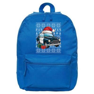 Xmas Style Ugly Santa Hat Police Car Christmas Gift 16 in Basic Backpack