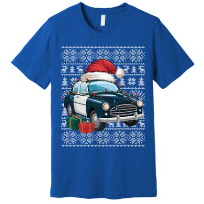 Xmas Style Ugly Santa Hat Police Car Christmas Gift Premium T-Shirt