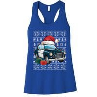 Xmas Style Ugly Santa Hat Police Car Christmas Gift Women's Racerback Tank