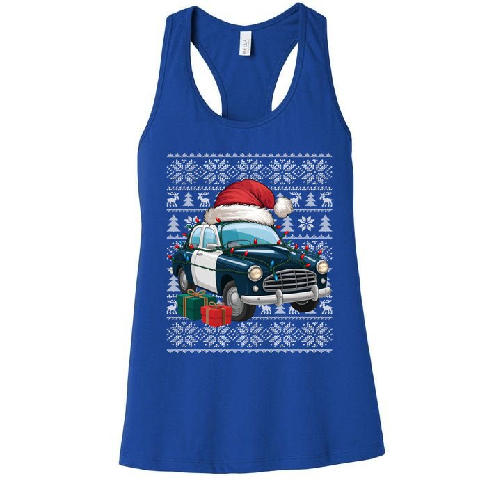 Xmas Style Ugly Santa Hat Police Car Christmas Gift Women's Racerback Tank