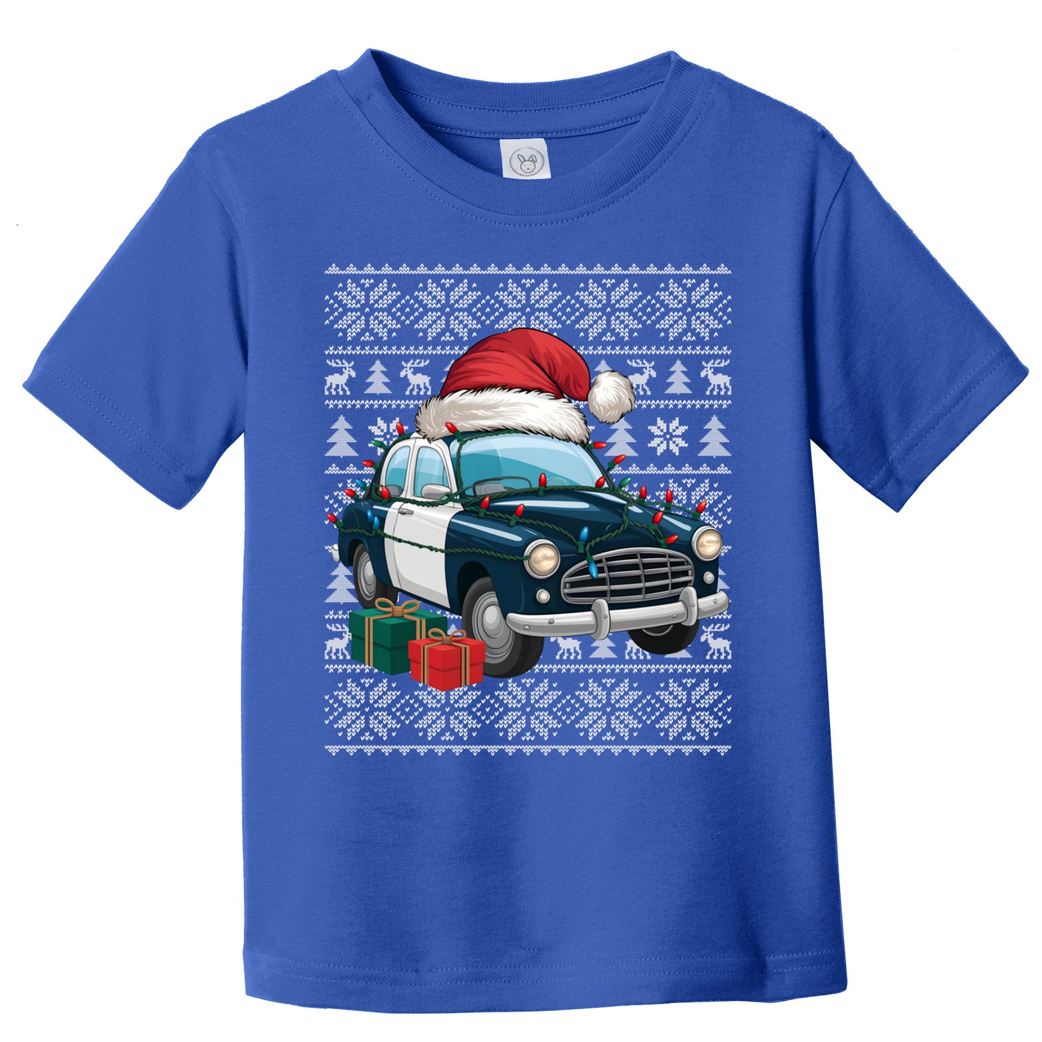 Xmas Style Ugly Santa Hat Police Car Christmas Gift Toddler T-Shirt