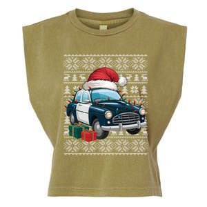 Xmas Style Ugly Santa Hat Police Car Christmas Gift Garment-Dyed Women's Muscle Tee