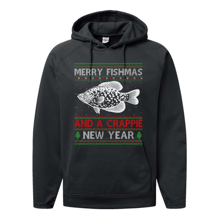 Xmas Santa Ugly Merry Fishmas Crappie Fish Christmas Performance Fleece Hoodie