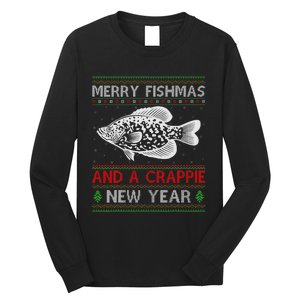 Xmas Santa Ugly Merry Fishmas Crappie Fish Christmas Long Sleeve Shirt