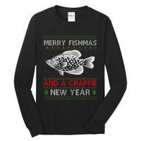 Xmas Santa Ugly Merry Fishmas Crappie Fish Christmas Tall Long Sleeve T-Shirt