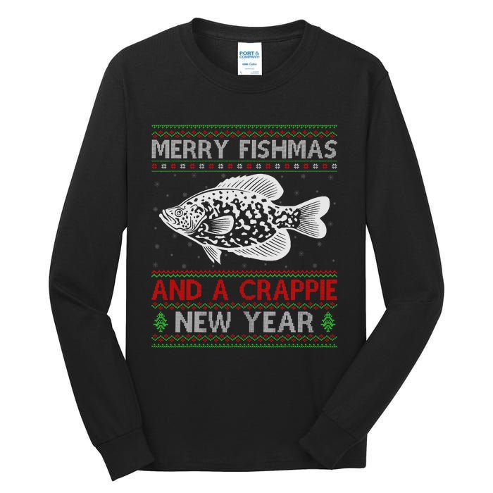 Xmas Santa Ugly Merry Fishmas Crappie Fish Christmas Tall Long Sleeve T-Shirt