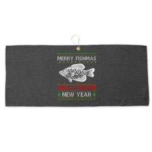 Xmas Santa Ugly Merry Fishmas Crappie Fish Christmas Large Microfiber Waffle Golf Towel