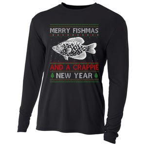 Xmas Santa Ugly Merry Fishmas Crappie Fish Christmas Cooling Performance Long Sleeve Crew