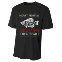 Xmas Santa Ugly Merry Fishmas Crappie Fish Christmas Performance Sprint T-Shirt