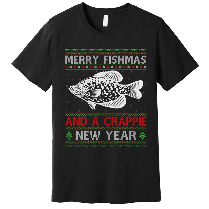 Xmas Santa Ugly Merry Fishmas Crappie Fish Christmas Premium T-Shirt