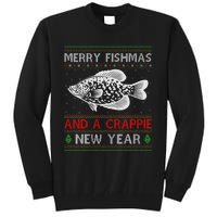 Xmas Santa Ugly Merry Fishmas Crappie Fish Christmas Tall Sweatshirt