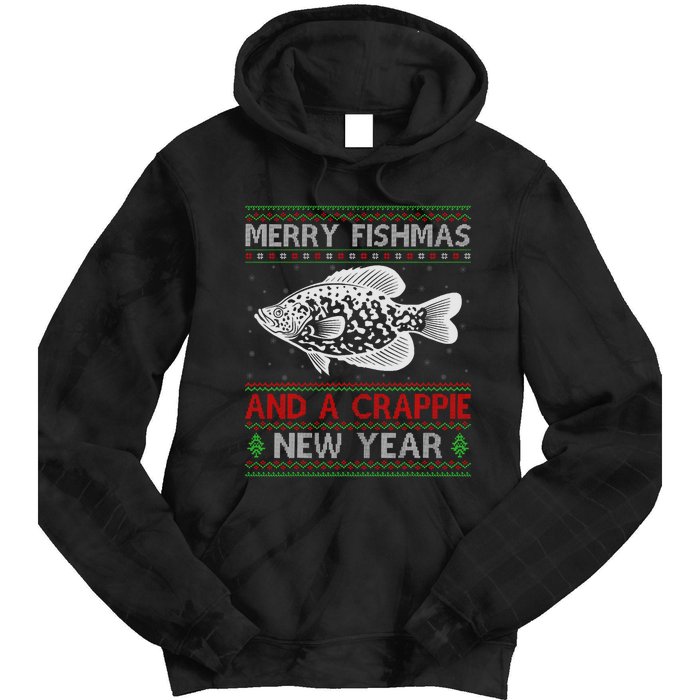 Xmas Santa Ugly Merry Fishmas Crappie Fish Christmas Tie Dye Hoodie