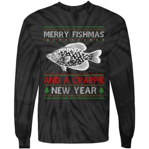 Xmas Santa Ugly Merry Fishmas Crappie Fish Christmas Tie-Dye Long Sleeve Shirt