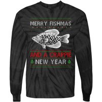 Xmas Santa Ugly Merry Fishmas Crappie Fish Christmas Tie-Dye Long Sleeve Shirt