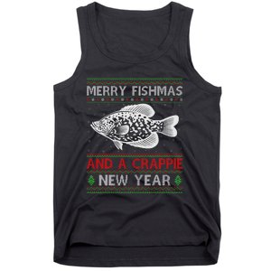 Xmas Santa Ugly Merry Fishmas Crappie Fish Christmas Tank Top