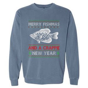 Xmas Santa Ugly Merry Fishmas Crappie Fish Christmas Garment-Dyed Sweatshirt