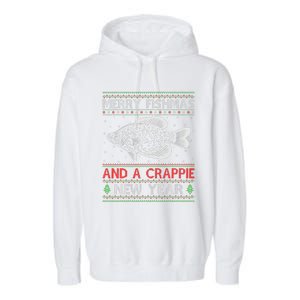 Xmas Santa Ugly Merry Fishmas Crappie Fish Christmas Garment-Dyed Fleece Hoodie