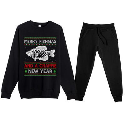 Xmas Santa Ugly Merry Fishmas Crappie Fish Christmas Meaningful Gift Premium Crewneck Sweatsuit Set