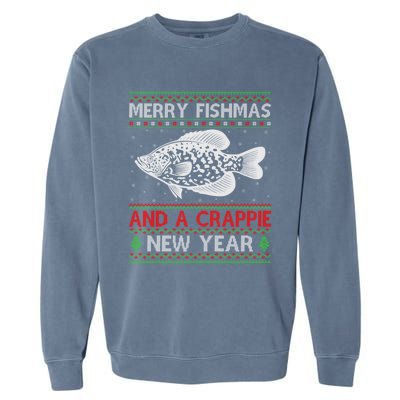 Xmas Santa Ugly Merry Fishmas Crappie Fish Christmas Meaningful Gift Garment-Dyed Sweatshirt