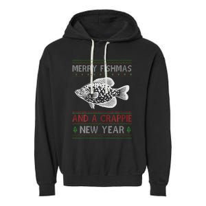 Xmas Santa Ugly Merry Fishmas Crappie Fish Christmas Garment-Dyed Fleece Hoodie