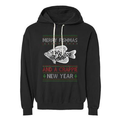 Xmas Santa Ugly Merry Fishmas Crappie Fish Christmas Garment-Dyed Fleece Hoodie