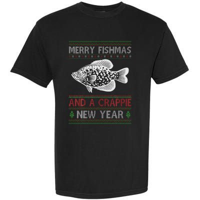 Xmas Santa Ugly Merry Fishmas Crappie Fish Christmas Garment-Dyed Heavyweight T-Shirt