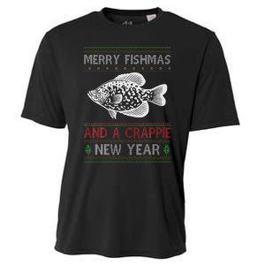 Xmas Santa Ugly Merry Fishmas Crappie Fish Christmas Cooling Performance Crew T-Shirt