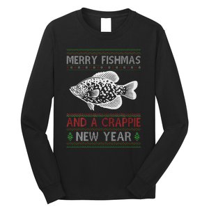 Xmas Santa Ugly Merry Fishmas Crappie Fish Christmas Long Sleeve Shirt