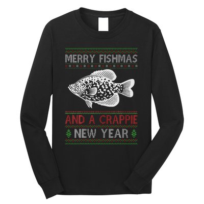 Xmas Santa Ugly Merry Fishmas Crappie Fish Christmas Long Sleeve Shirt