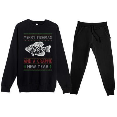 Xmas Santa Ugly Merry Fishmas Crappie Fish Christmas Premium Crewneck Sweatsuit Set