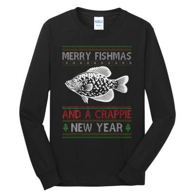 Xmas Santa Ugly Merry Fishmas Crappie Fish Christmas Tall Long Sleeve T-Shirt