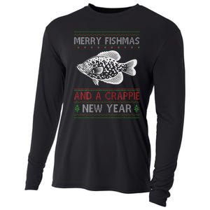 Xmas Santa Ugly Merry Fishmas Crappie Fish Christmas Cooling Performance Long Sleeve Crew