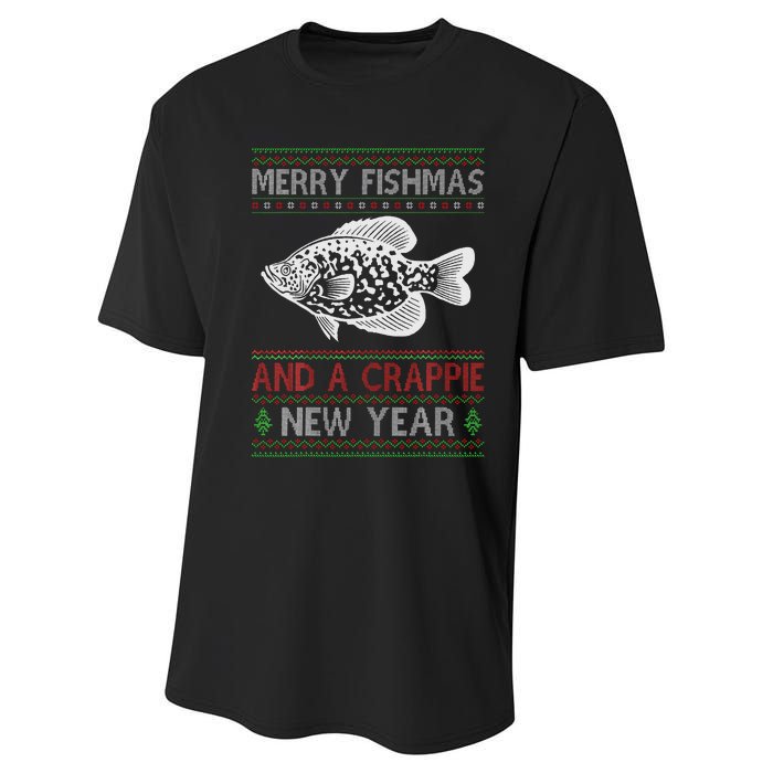 Xmas Santa Ugly Merry Fishmas Crappie Fish Christmas Performance Sprint T-Shirt