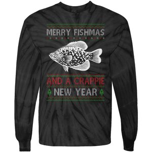 Xmas Santa Ugly Merry Fishmas Crappie Fish Christmas Tie-Dye Long Sleeve Shirt