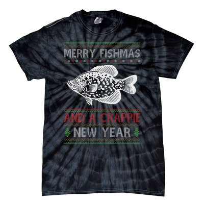 Xmas Santa Ugly Merry Fishmas Crappie Fish Christmas Tie-Dye T-Shirt