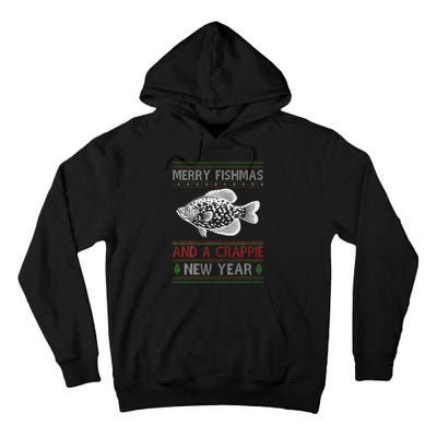 Xmas Santa Ugly Merry Fishmas Crappie Fish Christmas Tall Hoodie