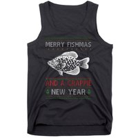 Xmas Santa Ugly Merry Fishmas Crappie Fish Christmas Tank Top