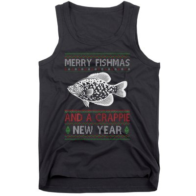 Xmas Santa Ugly Merry Fishmas Crappie Fish Christmas Tank Top