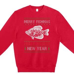 Xmas Santa Ugly Merry Fishmas Crappie Fish Christmas Premium Crewneck Sweatshirt