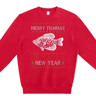 Xmas Santa Ugly Merry Fishmas Crappie Fish Christmas Premium Crewneck Sweatshirt