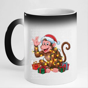 Xmas Style Ugly Santa Hat Monkey Christmas Gift 11oz Black Color Changing Mug