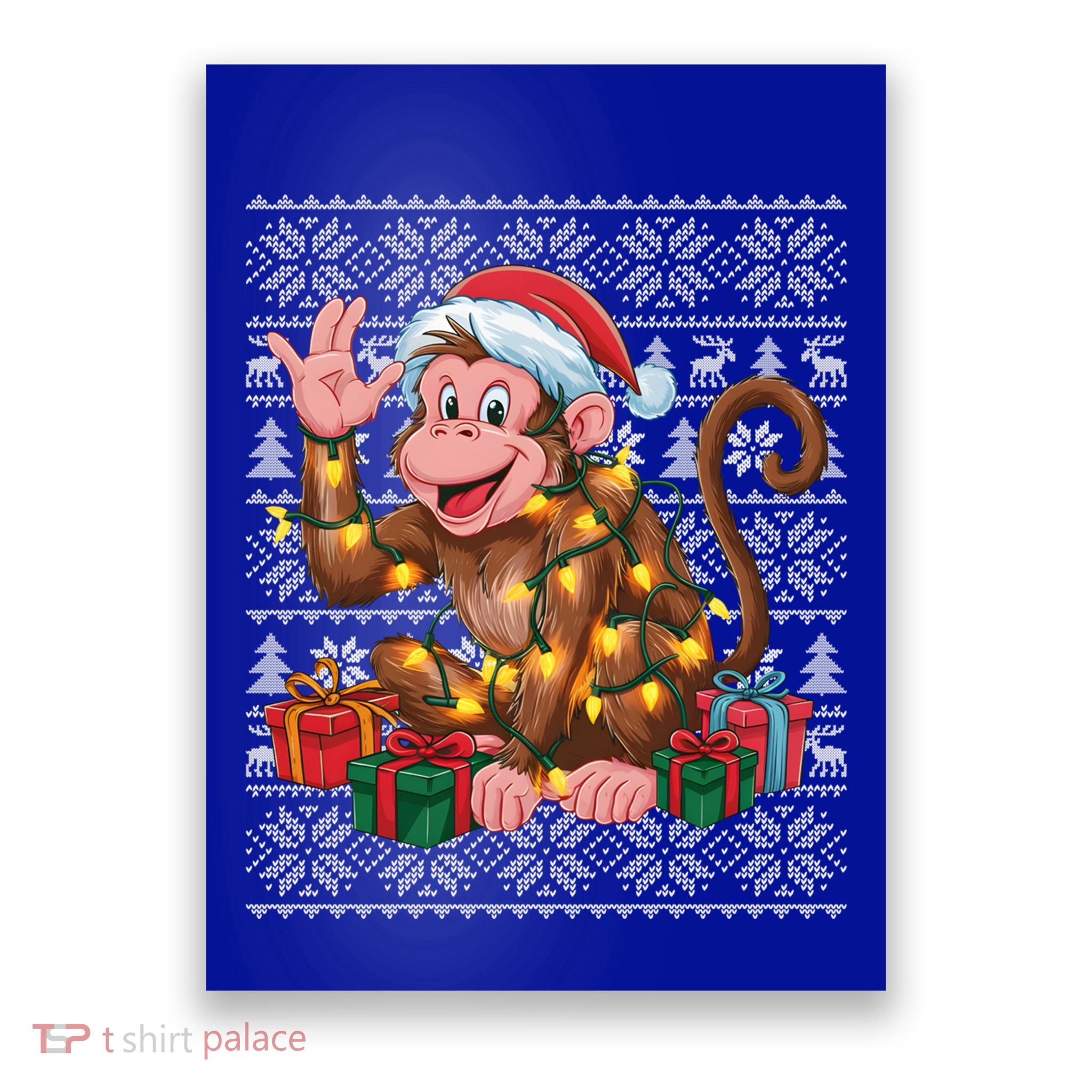 Xmas Style Ugly Santa Hat Monkey Christmas Gift Poster