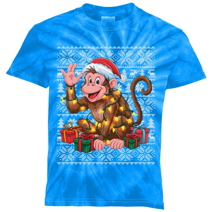 Xmas Style Ugly Santa Hat Monkey Christmas Gift Kids Tie-Dye T-Shirt