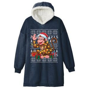 Xmas Style Ugly Santa Hat Monkey Christmas Gift Hooded Wearable Blanket