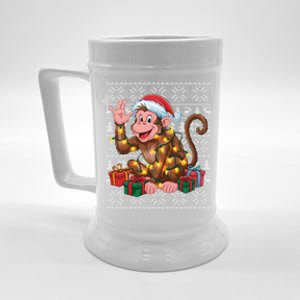 Xmas Style Ugly Santa Hat Monkey Christmas Gift Beer Stein