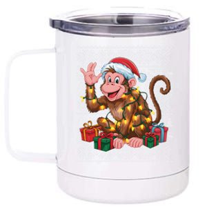 Xmas Style Ugly Santa Hat Monkey Christmas Gift 12 oz Stainless Steel Tumbler Cup