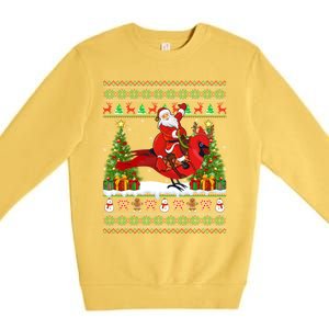 Xmas Sweater Ugly Santa Riding Cardinal Bird Christmas Gift Premium Crewneck Sweatshirt