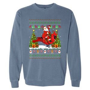 Xmas Sweater Ugly Santa Riding Cardinal Bird Christmas Gift Garment-Dyed Sweatshirt