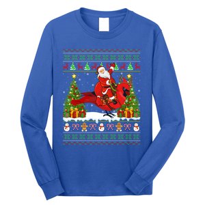 Xmas Sweater Ugly Santa Riding Cardinal Bird Christmas Gift Long Sleeve Shirt